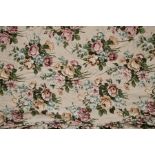 A pair of single bedspreads made by Sandson, mid to late 1950s, cotton, pink floral pattern on a