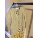 A Penny plain linen mix blue, pink and cream tweed suit with boucle yarns; a 3/4 jacket and A line