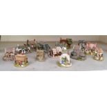 A collection of Lilliputt Lane cottages, including Mrs Pinkerton's Post Office, Helmere Cottage,