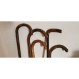 A Collection of 5 rural craft handcarved walking canes  (5)