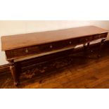 A George III period mahogany serving sideboard, circa 1790, rectangular moulded edge top along