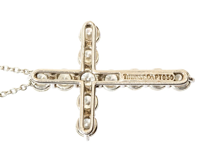 Tiffany & Co - a diamond set Tiffany & Co platinum cross pendant, with eleven round brilliant cut - Image 5 of 5