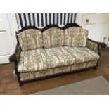 A three piece vintage cane bergere suite, ball and claw feet (3)