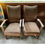 A pair of mid 20th century teak upholstered chairs (2) a/f