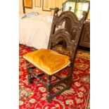 A William and Mary oak arched-splat back stool, circa 1695, moulded panelled seat, raised on