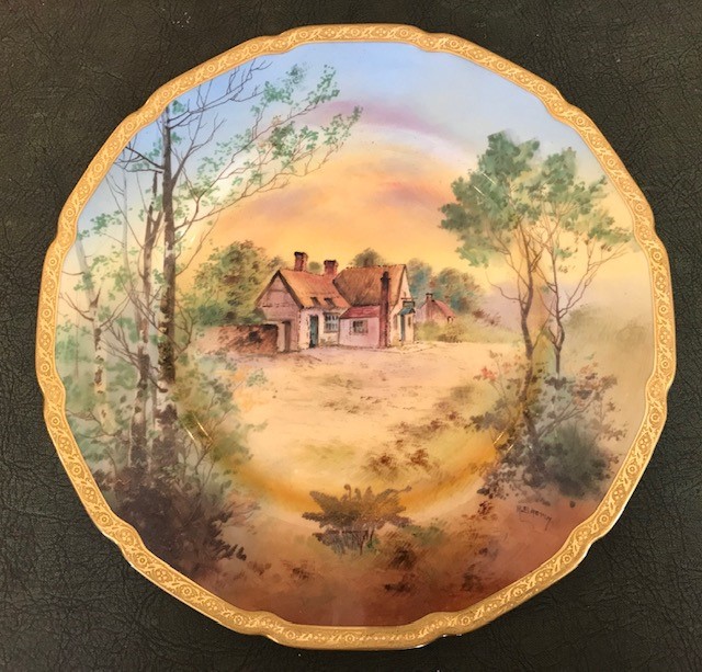 A Royal Doulton cabinet plate, The Three Crowns, Little Stoke, signed R. Brown, diameter 26cm