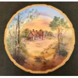 A Royal Doulton cabinet plate, The Three Crowns, Little Stoke, signed R. Brown, diameter 26cm