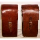 A pair of early 20th century French leather bottle bag (2).