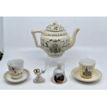 A Derby souvenir teapot, Golden Jubilee, along with other souvenirs of Derby