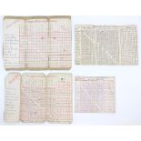 Football Memorabilia; A collection of nine handmade scorecards, accounting for all the fixtures