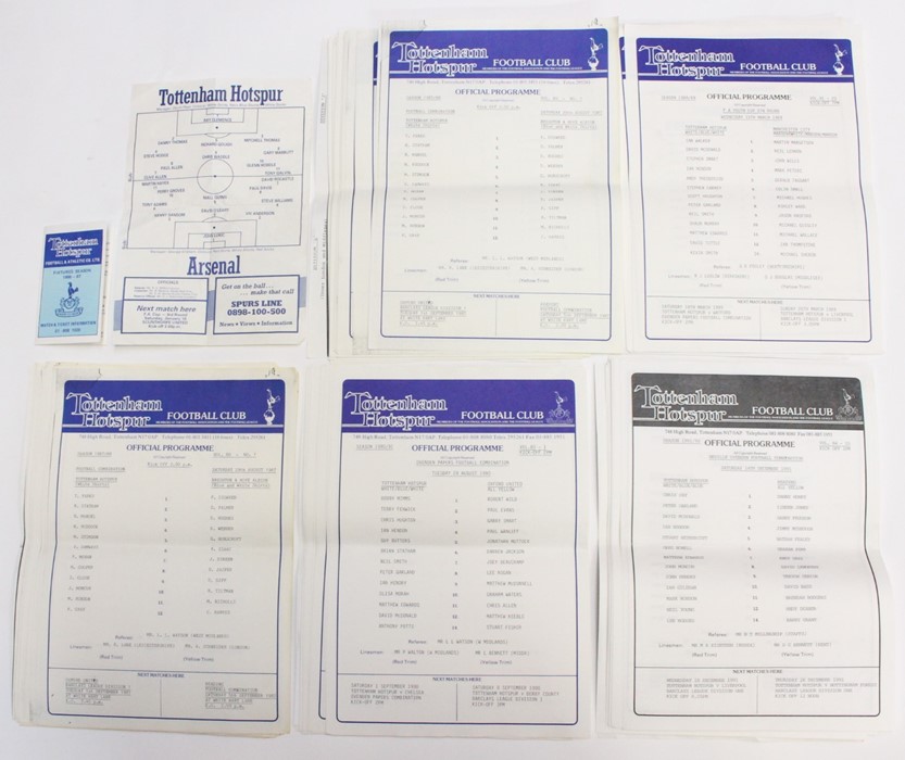 Football Memorabilia: A good collection of assorted Tottenham Hotspur team sheets to comprise: