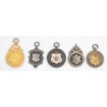 Reuben Grice (1886-1967): A collection of five football medals, to comprise: a 9ct gold Midland