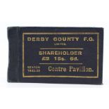 Derby County Memorabilia; A Derby County season ticket dated 1932-33, half of the tickets removed,