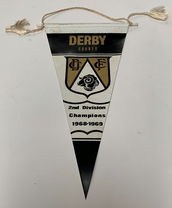 A Derby County 2nd Division Champions 1968-1969 pennant; together with a Derby County 1st Division