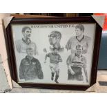 A collection of assorted framed and glazed prints, football interest, to include: Manchester United,