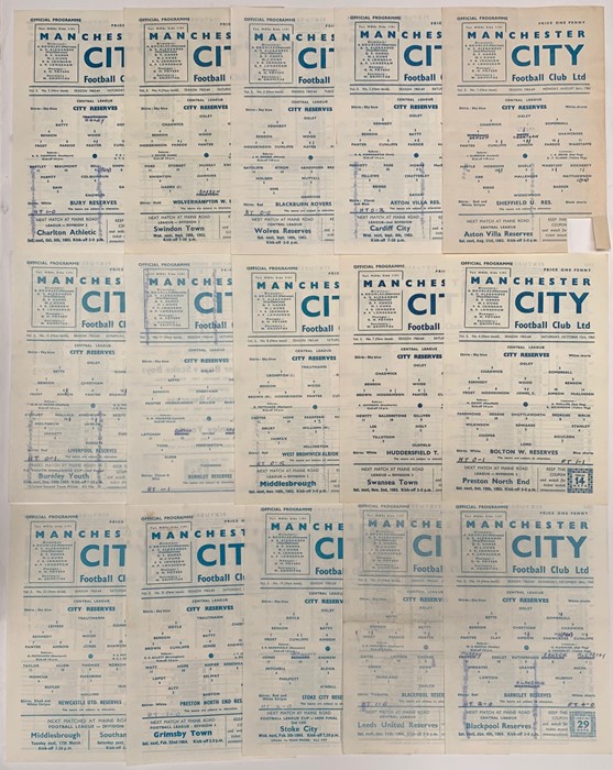 A collection of assorted Manchester City home reserve programmes, 1963-64 season, one with token cut