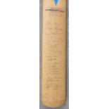 A signed cricket bat, by various Yorkshire team members including: Simon Dennis, Martyn Moxon, N.