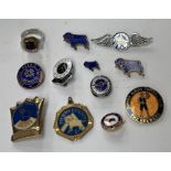 A collection of assorted football badges, mostly Derby County, also Burton Albion, together with a