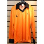 Derby County Memorabilia; A Derby County replica football shirt, 1978/79 season, away, orange strip,