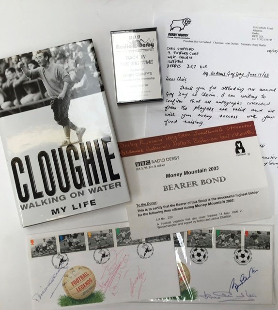 Collection of signed memorabilia to include Brian Clough signed book, Football Legends First Day - Image 2 of 3