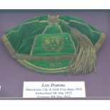 Leo Dunne. Manchester City and Irish Free State. Football cap awarded to Leo Dunne for fixtures