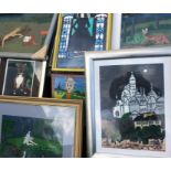 Local Teddington interest: An artists portfolio collection, with Royal Academy labels for the late J