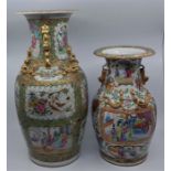 Two Chinese famille rose vases, both at fault, heights 44.8cm and 32.8cm. (2)