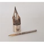 Fountain Pen Interest: An Edwardian silver mounted novelty "pen nib" ink well, by William J