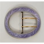 Attributed to Tiffany & Co, an Edwardian silver gilt and enamel oval buckle, with precious yellow