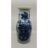 A Chinese Quing dynasty blue and white vase, height 41.7cm..