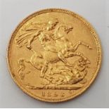 An 1893 Victoria "Old Head" gold sovereign, London mint.