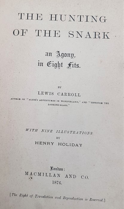 Caroll ( Lewis), The Hunting of the Snark, an Agony, in Eight Fits, MacMillan & Co,  1st edition, - Image 2 of 3