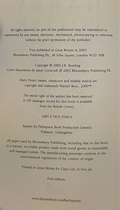 Rowling (J.K), a signed box set of Harry Potter books in single five volume publishers card slip - Image 5 of 10