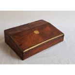 A Victorian brass bound rosewood writing slope, height 10.2cm x width 38.4cm x depth:25.5cm
