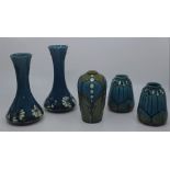 Five Minton Secessionist vases, to include: A pair of Minton secessionist vases No.4, turquoise/