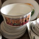 A villeroy and Boch 24 piece VILBOUR NAIF Oven tableware set  includes large meat plate all in