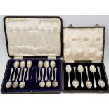 A silver twelve teaspoon and sugar tong set, by Cooper Brothers & Sons Ltd, assayed Sheffield