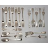 Five Irish George IV old English pattern silver dessert forks, by Christopher Eades, assayed