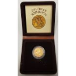 A 1981 Elizabeth II proof gold sovereign, in capsule and Royal Mint case.