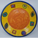 A Mary Rose Young studio pottery shallow bowl, signed and dated 1995 to base, diameter 39cm,