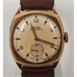 A 9ct gold Rone Sportsmans gentlemans wristwatch, c.1954, manual movement, having signed silvered