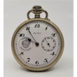 An early 20th century Paul Buhre Russian nickel pocket watch, crown wind, having signed white enamel