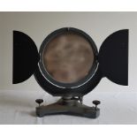 A Research Equipment (London) Ltd. pivoting circular mirror/6ft. fixed focus lens to stand, the