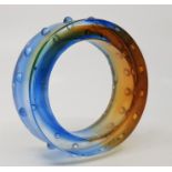A Taiwanese pressed polychrome glass bangle, by signed and engraved "New Workshop, 1999, 303/1520"