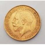 A 1918 George V gold half sovereign, London mint.