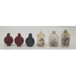 A collection of six various 20th century snuff bottles. (6)