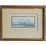 Edward Hargitt (Scottish 1835-1895), "A Sea View", watercolour laid down on paper, 6cm x 14cm,