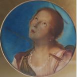 A 19th century continental circular watercolour, possibly depicting a Greco-Roman mythological