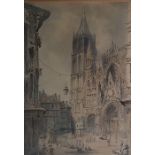 Thomas Shotter Boys (1803-1874), "Rouen Cathedral", watercolour, signed lower right, image 44.5cm