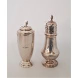 A silver sugar caster, by Harrods Ltd, assayed London 1936, (indentation to top below finial),